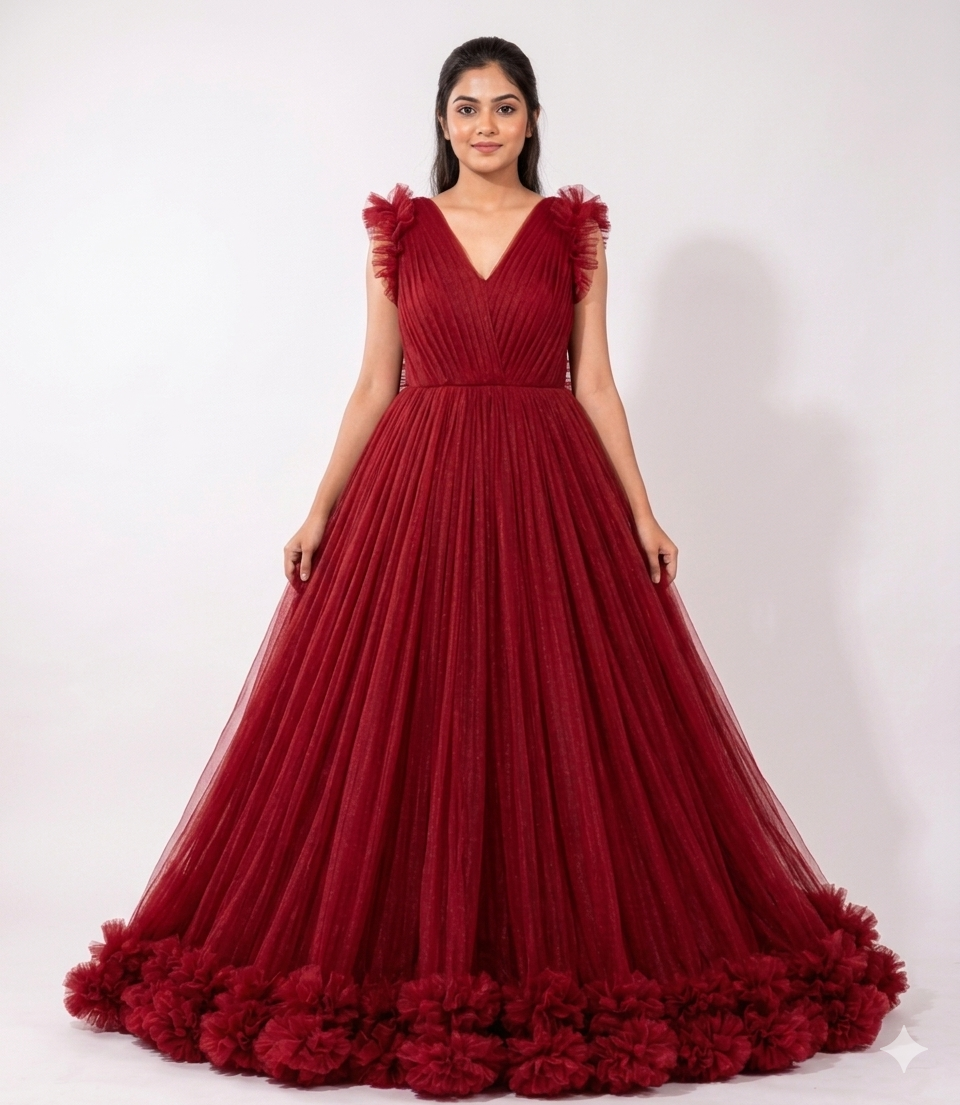 Wine red princess gown